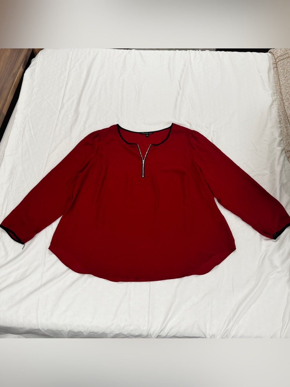 Zac & Rachel Red Long-Sleeve Zip-Front Blouse